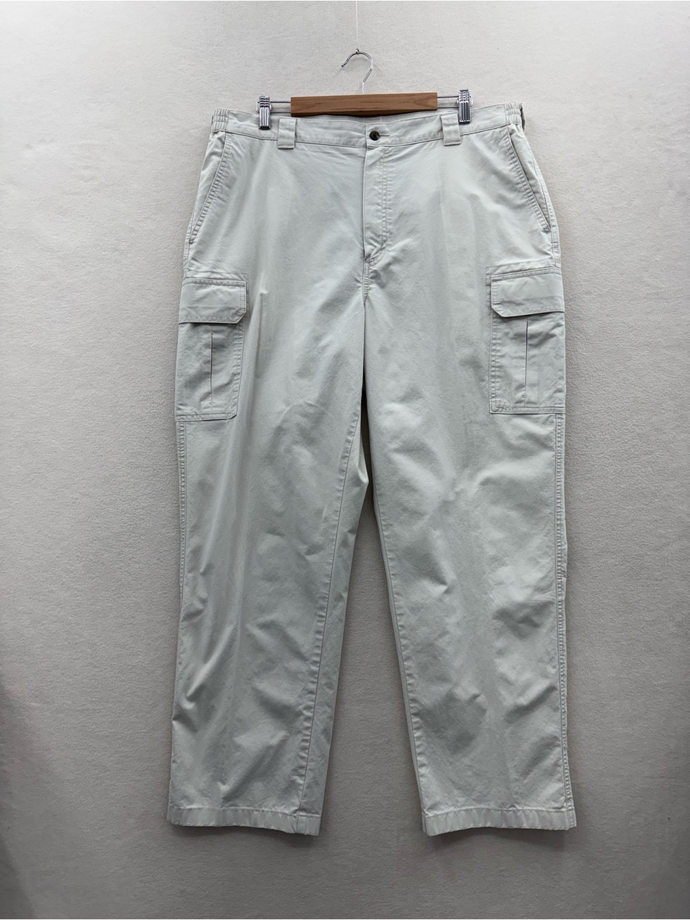 LL Bean Men’s 40x32 Tropic Weight Cargo Pants Cotton Y2K Utility Cream